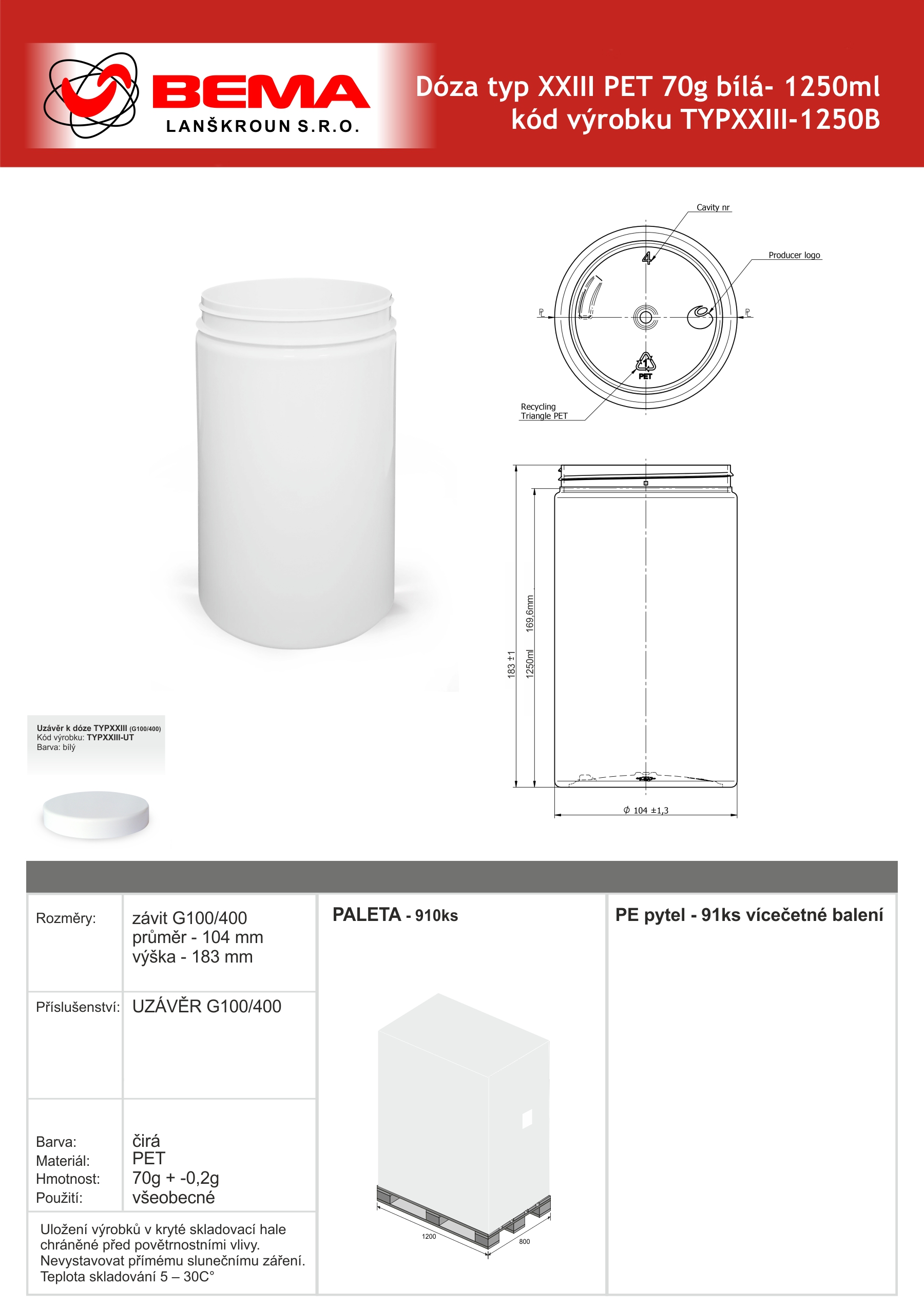 Dozy PET 1250ml 100-400 21-7-2026